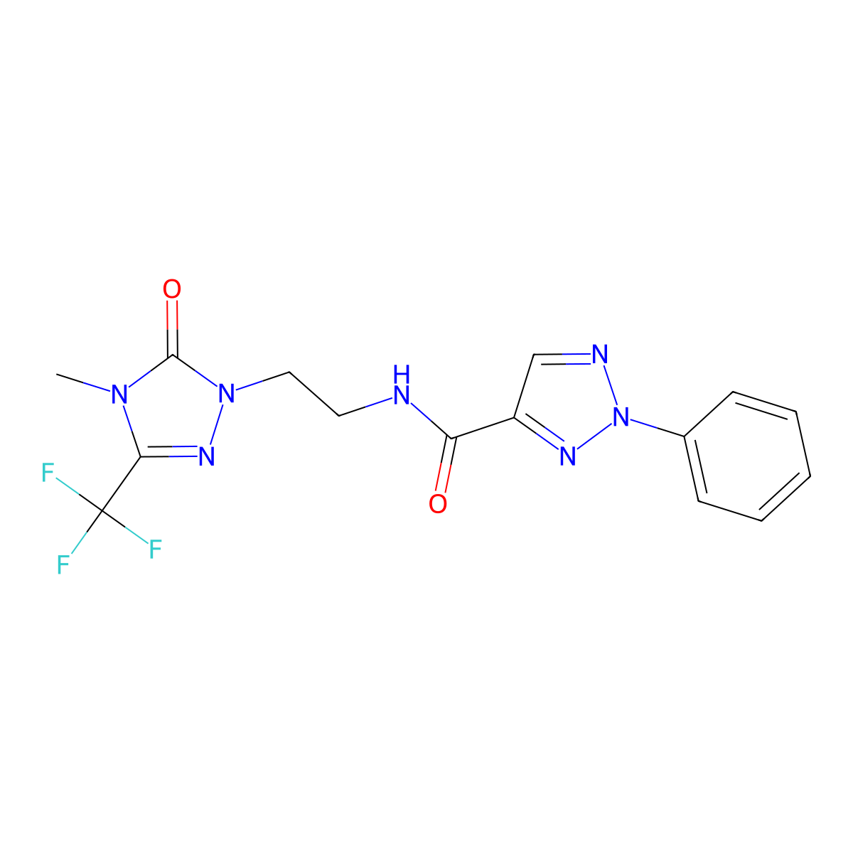 N-{2-[4-methyl-5-oxo-3-(trifluoromethyl)-4,5-dihydro-1H-1,2,4-triazol-1-yl]ethyl}-2-phenyl-2H-1,2,3-triazole-4-carboxamide molecular structure, CAS 1421459-11-1