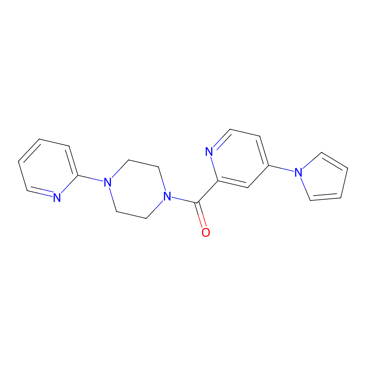 (4-(1H-pyrrol-1-yl)pyridin-2-yl)(4-(pyridin-2-yl)piperazin-1-yl)methanone molecular structure, CAS 1421459-14-4