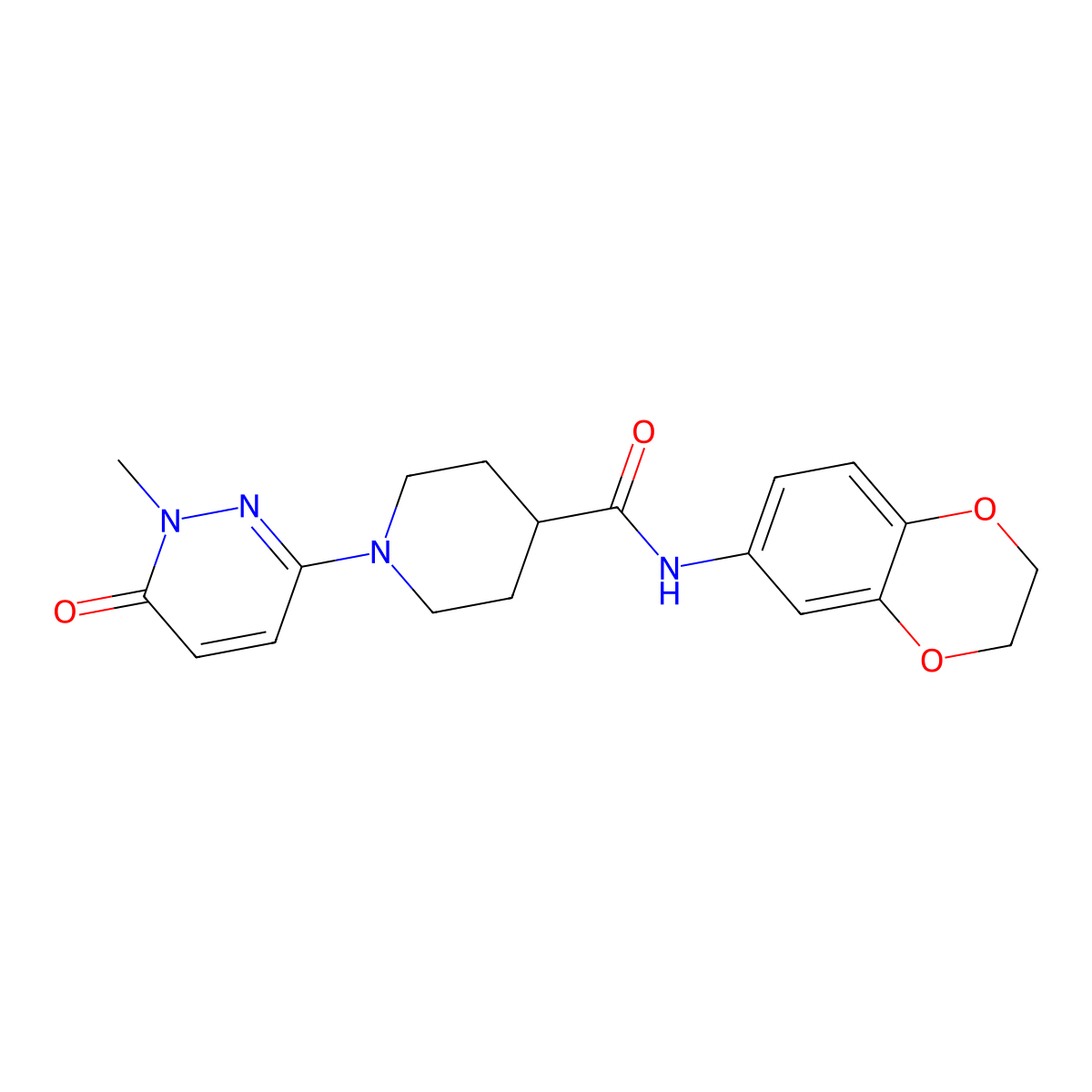 N-(2,3-dihydrobenzo[b][1,4]dioxin-6-yl)-1-(1-methyl-6-oxo-1,6-dihydropyridazin-3-yl)piperidine-4-carboxamide molecular structure, CAS 1421459-21-3