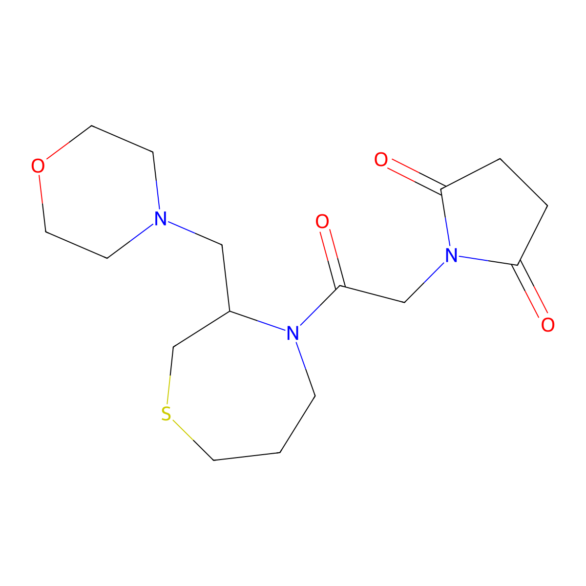 1-(2-(3-(Morpholinomethyl)-1,4-thiazepan-4-yl)-2-oxoethyl)pyrrolidine-2,5-dione molecular structure, CAS 1421459-22-4