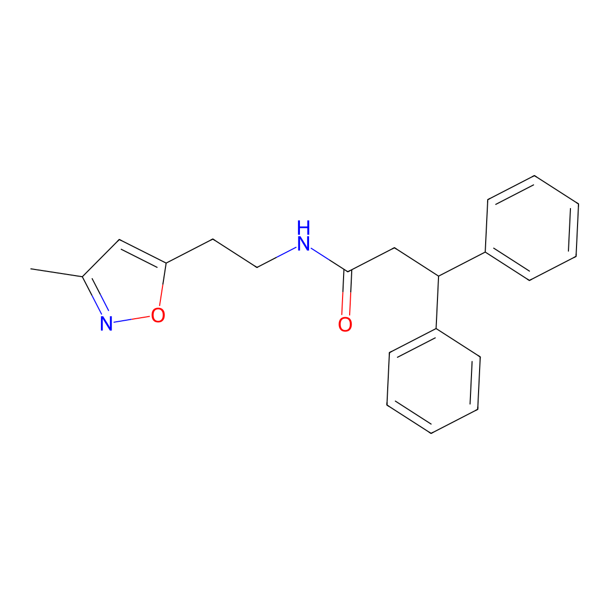 N-(2-(3-methylisoxazol-5-yl)ethyl)-3,3-diphenylpropanamide molecular structure, CAS 1421459-23-5