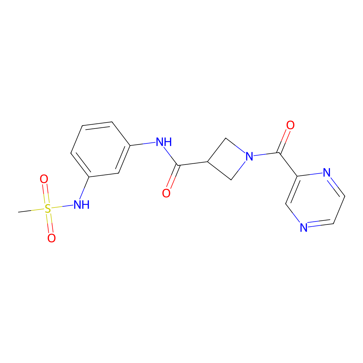 N-(3-Methanesulfonamidophenyl)-1-(pyrazine-2-carbonyl)azetidine-3-carboxamide molecular structure, CAS 1421459-29-1