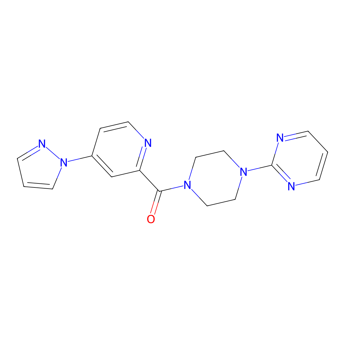 (4-(1H-pyrazol-1-yl)pyridin-2-yl)(4-(pyrimidin-2-yl)piperazin-1-yl)methanone molecular structure, CAS 1421459-32-6