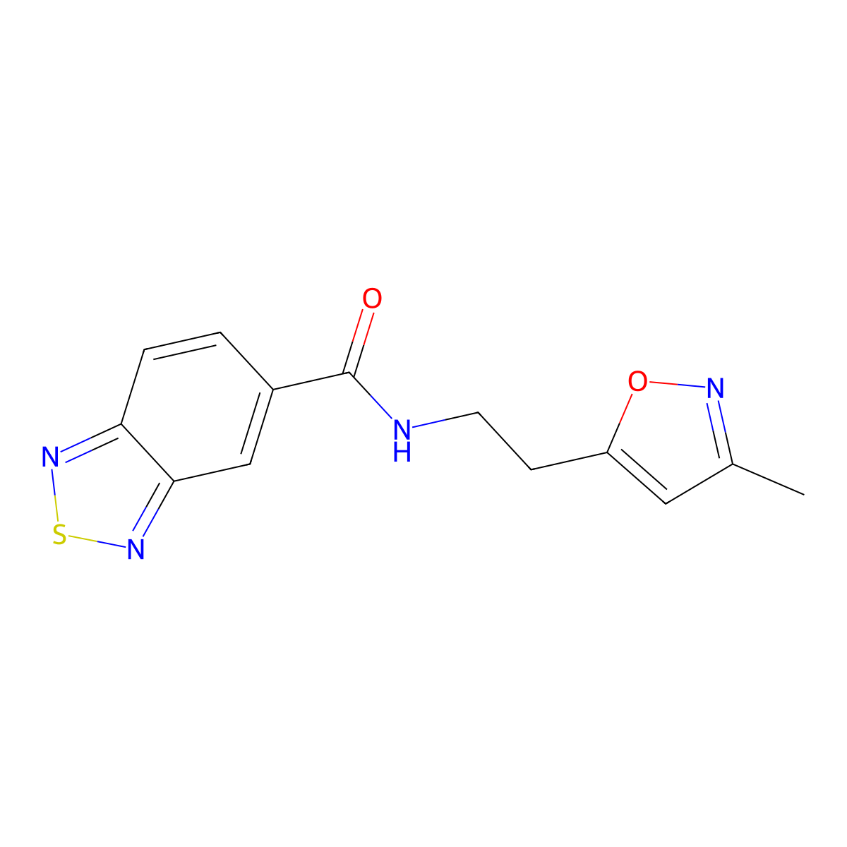 N-(2-(3-methylisoxazol-5-yl)ethyl)benzo[c][1,2,5]thiadiazole-5-carboxamide molecular structure, CAS 1421459-37-1