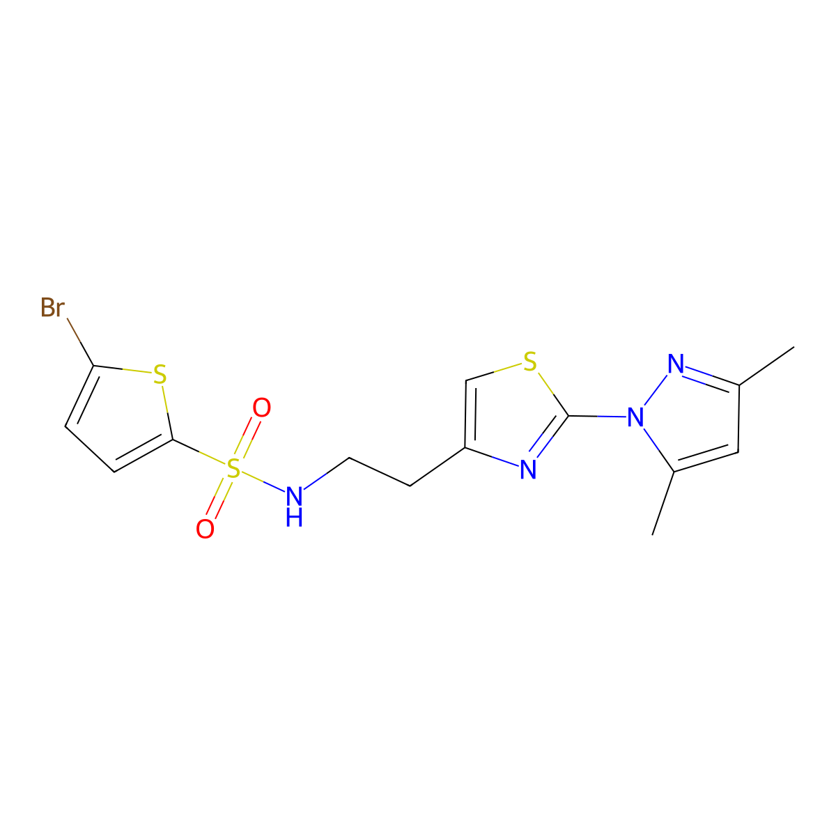 5-bromo-N-(2-(2-(3,5-dimethyl-1H-pyrazol-1-yl)thiazol-4-yl)ethyl)thiophene-2-sulfonamide molecular structure, CAS 1421459-47-3