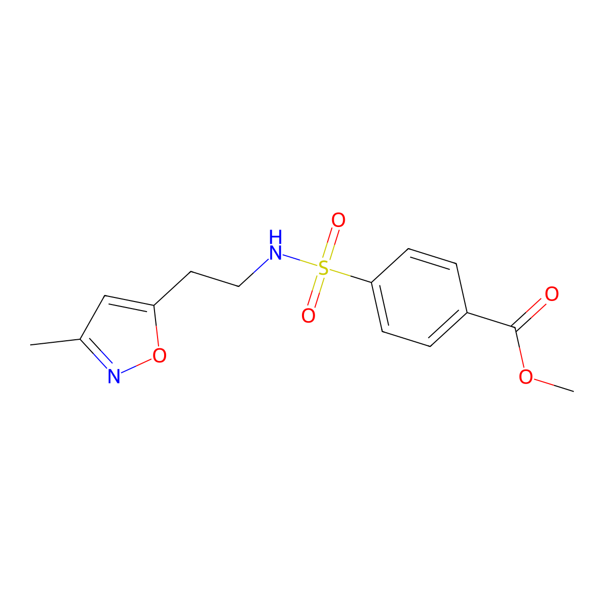 methyl 4-(N-(2-(3-methylisoxazol-5-yl)ethyl)sulfamoyl)benzoate molecular structure, CAS 1421459-48-4