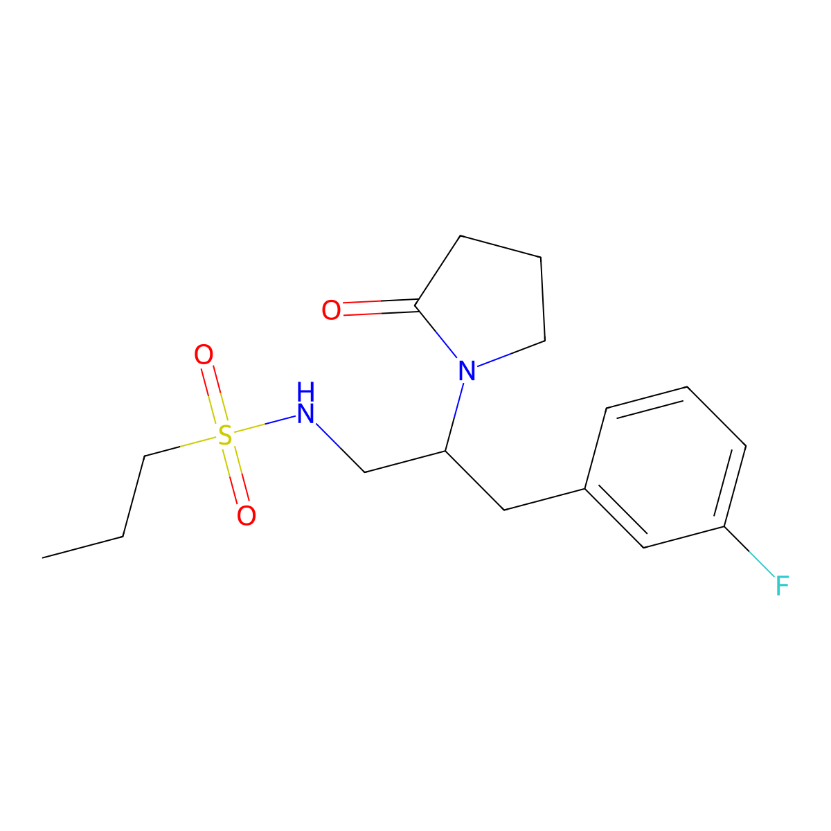 N-[3-(3-Fluorophenyl)-2-(2-oxopyrrolidin-1-YL)propyl]propane-1-sulfonamide molecular structure, CAS 1421459-66-6