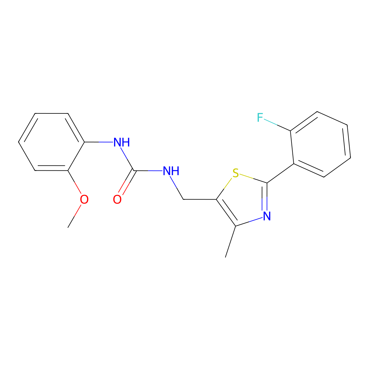 1-((2-(2-Fluorophenyl)-4-methylthiazol-5-yl)methyl)-3-(2-methoxyphenyl)urea molecular structure, CAS 1421459-67-7