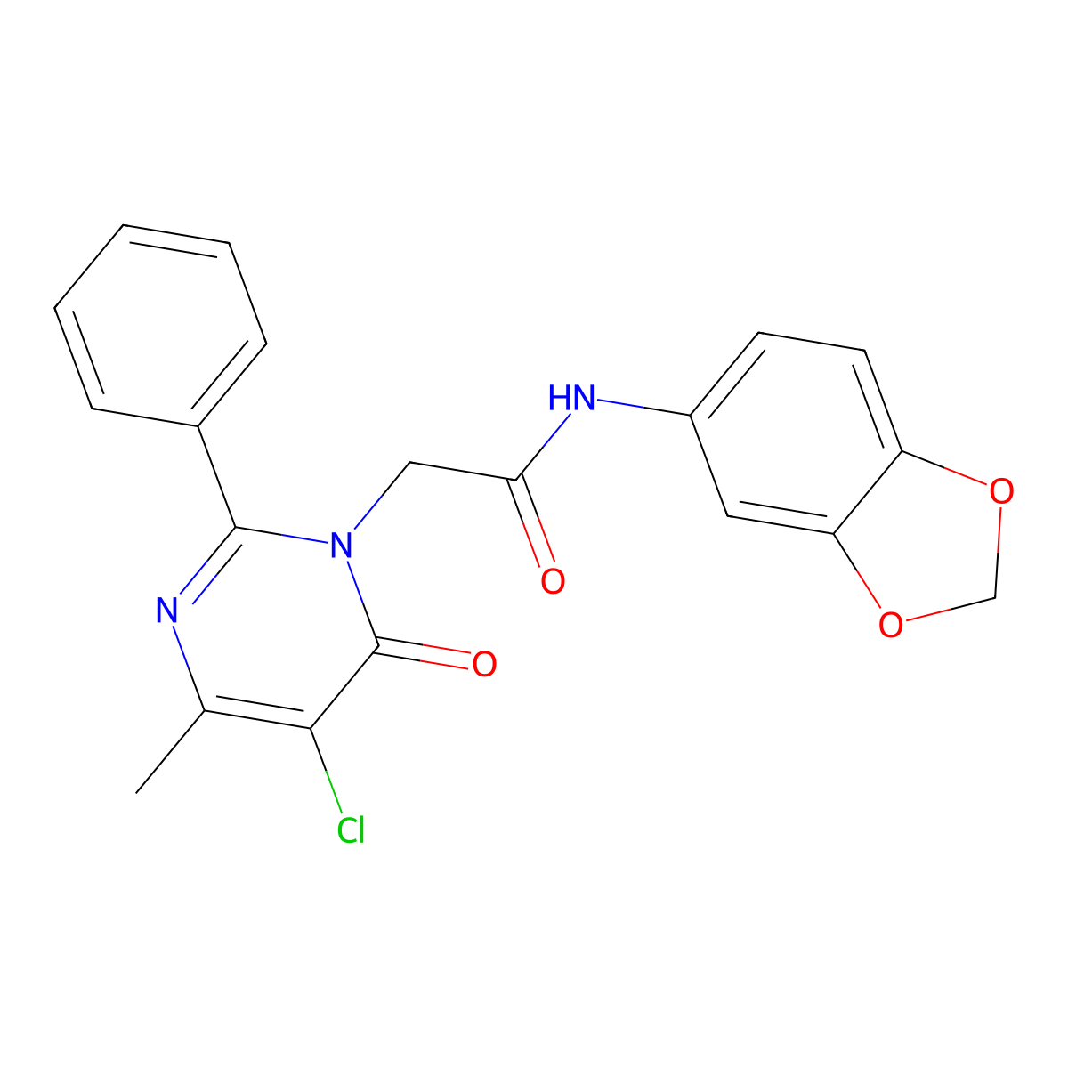 N-(benzo[d][1,3]dioxol-5-yl)-2-(5-chloro-4-methyl-6-oxo-2-phenylpyrimidin-1(6H)-yl)acetamide molecular structure, CAS 1421459-72-4