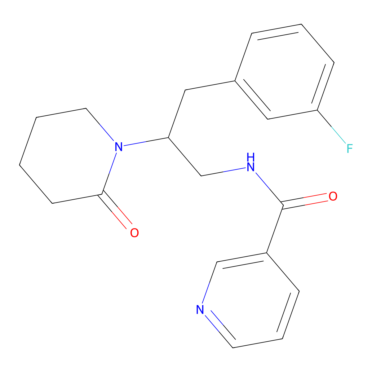 N-(3-(3-fluorophenyl)-2-(2-oxopiperidin-1-yl)propyl)nicotinamide molecular structure, CAS 1421459-73-5