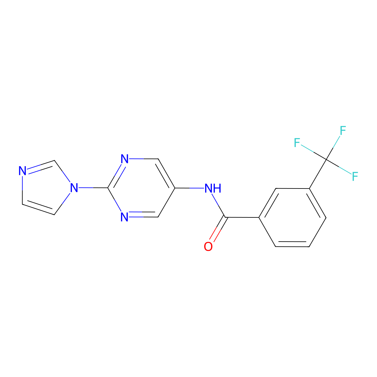 N-[2-(1H-imidazol-1-yl)pyrimidin-5-yl]-3-(trifluoromethyl)benzamide molecular structure, CAS 1421459-77-9