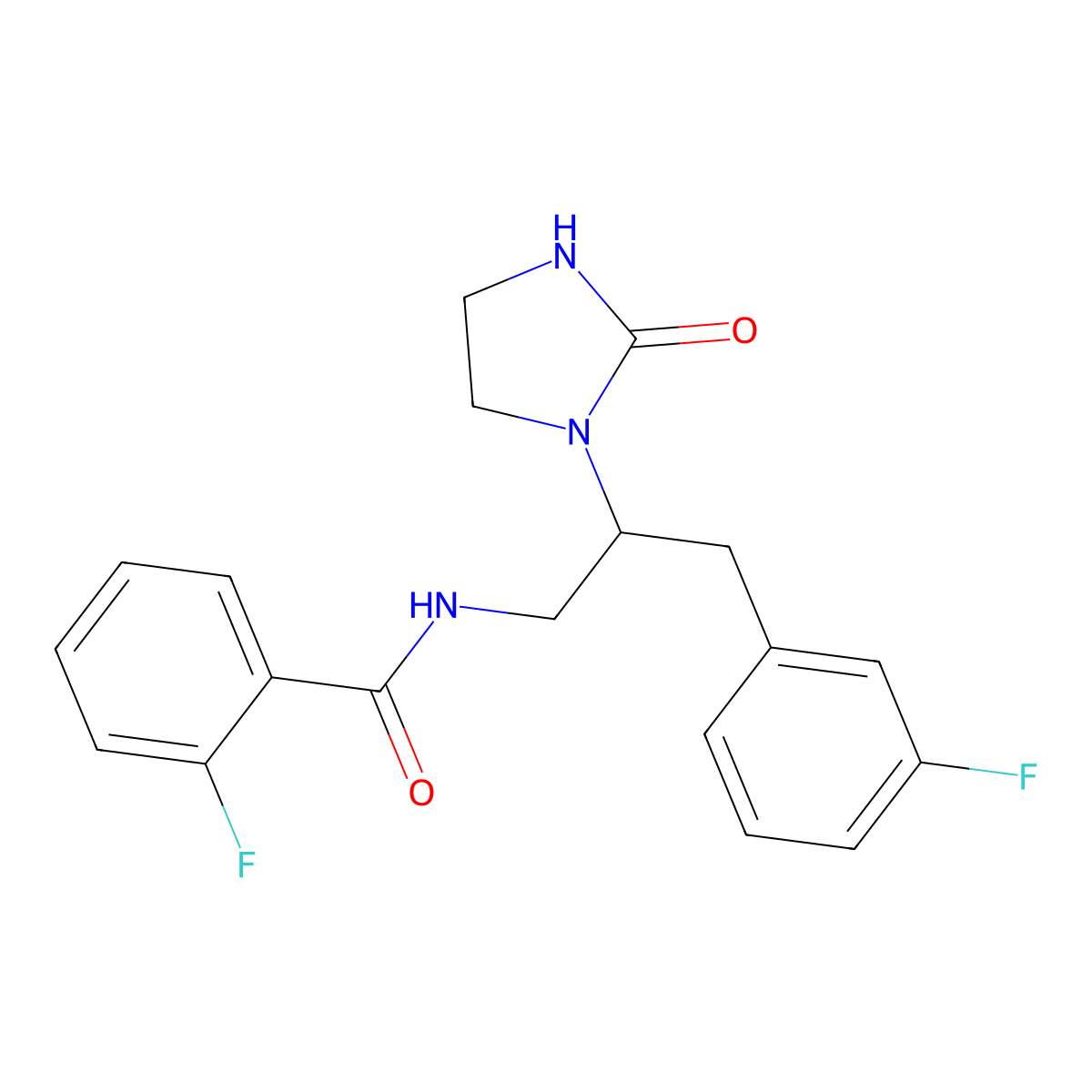 2-Fluoro-N-[3-(3-fluorophenyl)-2-(2-oxoimidazolidin-1-YL)propyl]benzamide molecular structure, CAS 1421459-81-5