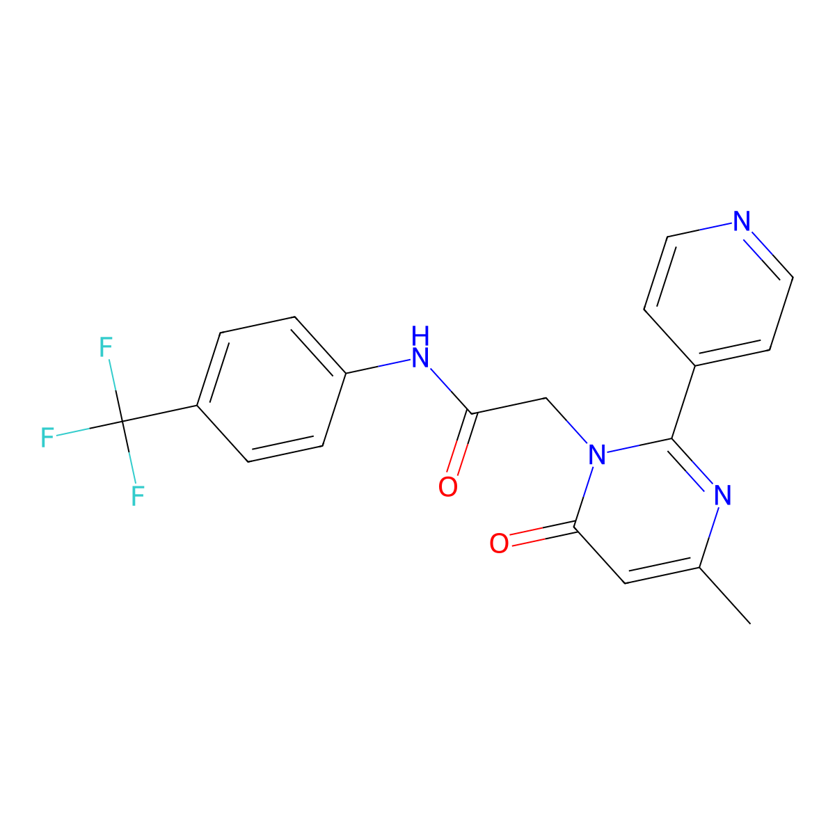 2-(4-methyl-6-oxo-2-(pyridin-4-yl)pyrimidin-1(6H)-yl)-N-(4-(trifluoromethyl)phenyl)acetamide molecular structure, CAS 1421459-82-6