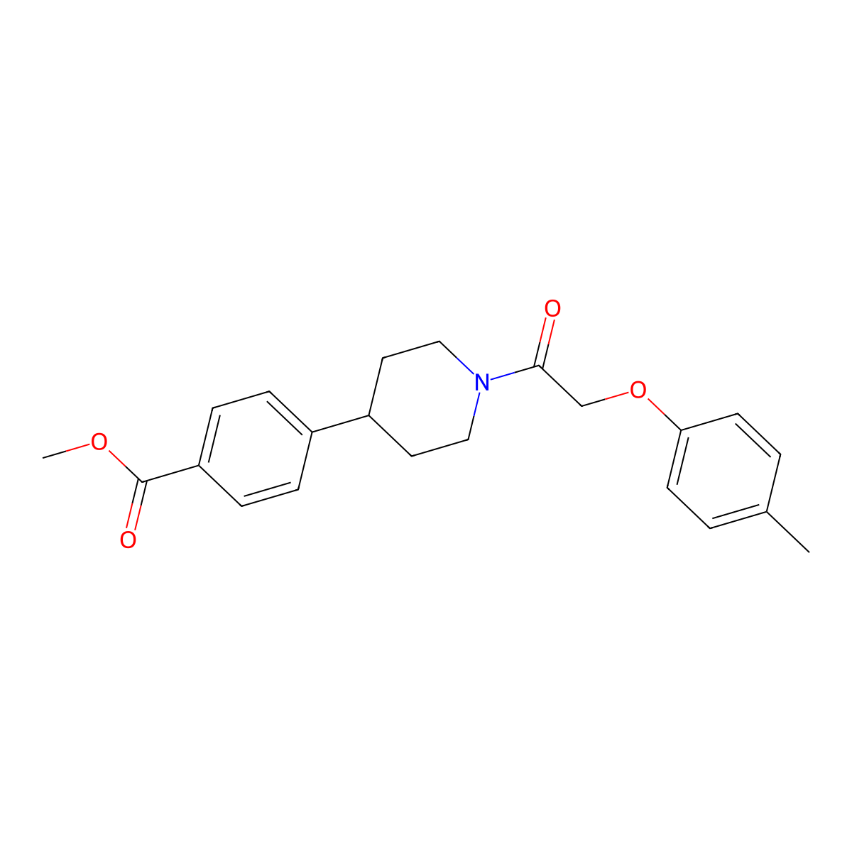 Methyl 4-(1-(2-(p-tolyloxy)acetyl)piperidin-4-yl)benzoate molecular structure, CAS 1421459-87-1