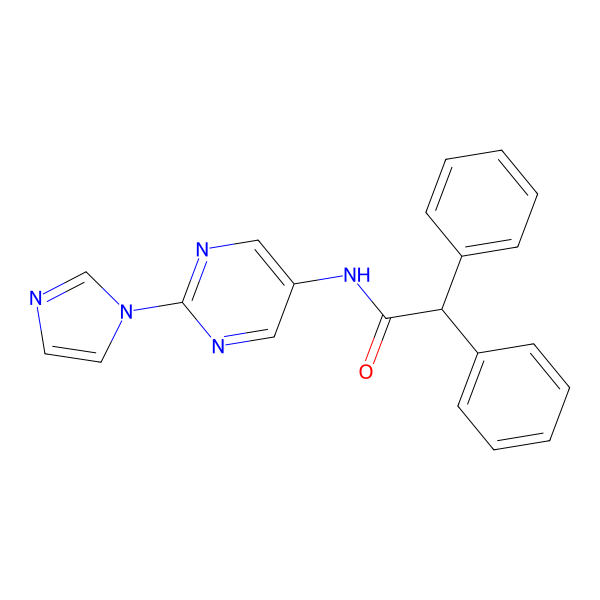 N-(2-(1H-imidazol-1-yl)pyrimidin-5-yl)-2,2-diphenylacetamide molecular structure, CAS 1421459-91-7