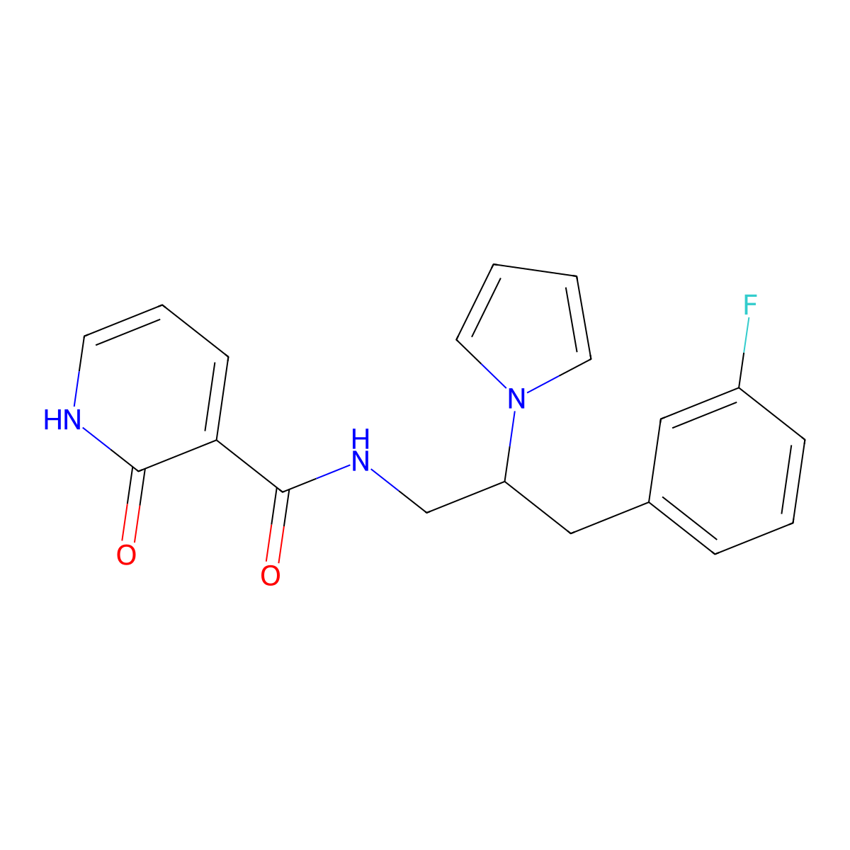 N-(3-(3-fluorophenyl)-2-(1H-pyrrol-1-yl)propyl)-2-oxo-1,2-dihydropyridine-3-carboxamide molecular structure, CAS 1421459-93-9
