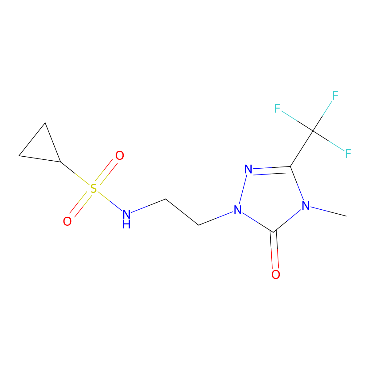 N-{2-[4-methyl-5-oxo-3-(trifluoromethyl)-4,5-dihydro-1H-1,2,4-triazol-1-yl]ethyl}cyclopropanesulfonamide molecular structure, CAS 1421459-94-0