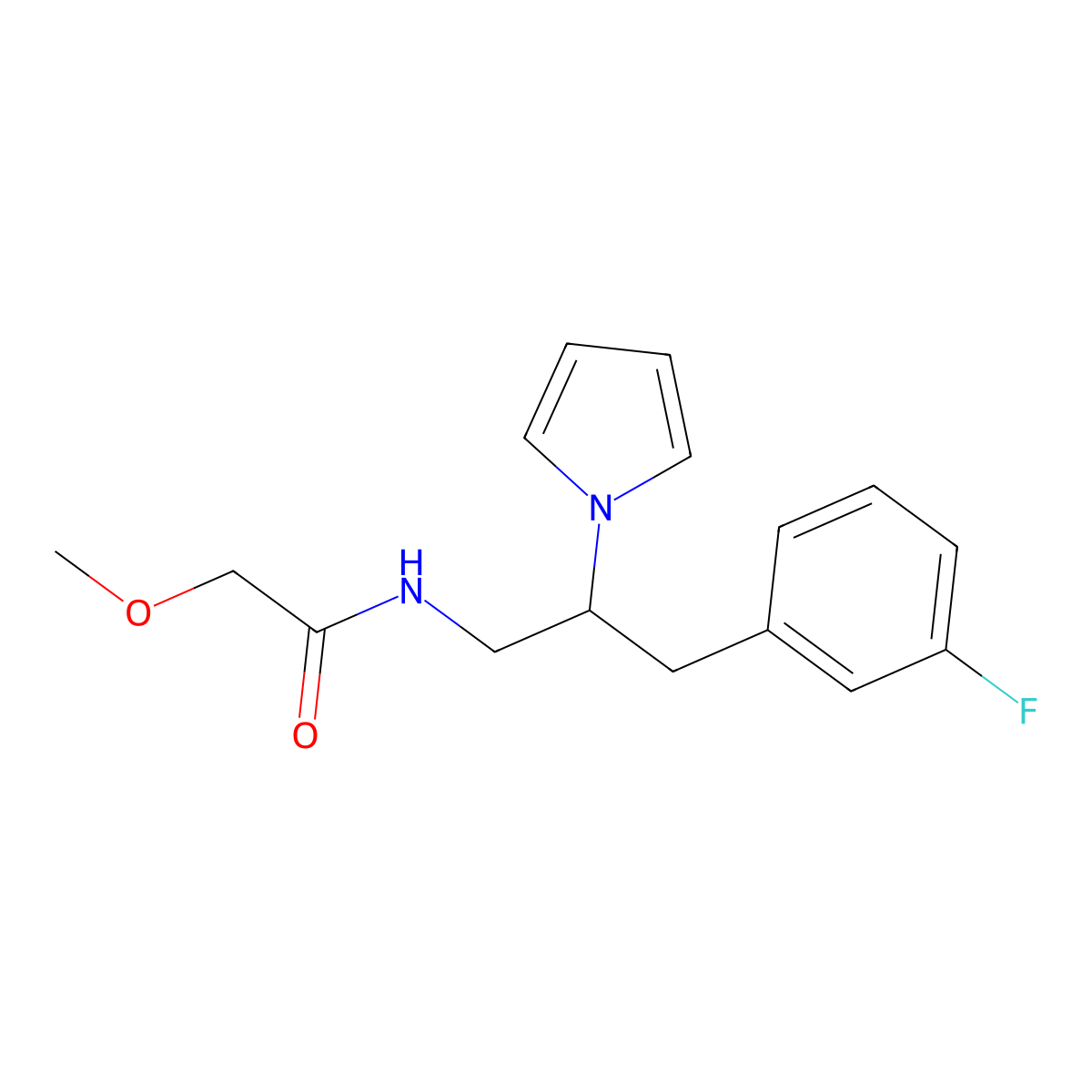 N-(3-(3-fluorophenyl)-2-(1H-pyrrol-1-yl)propyl)-2-methoxyacetamide molecular structure, CAS 1421459-96-2