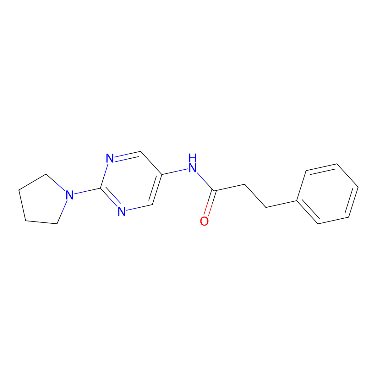 3-Phenyl-N-[2-(pyrrolidin-1-YL)pyrimidin-5-YL]propanamide molecular structure, CAS 1421460-08-3