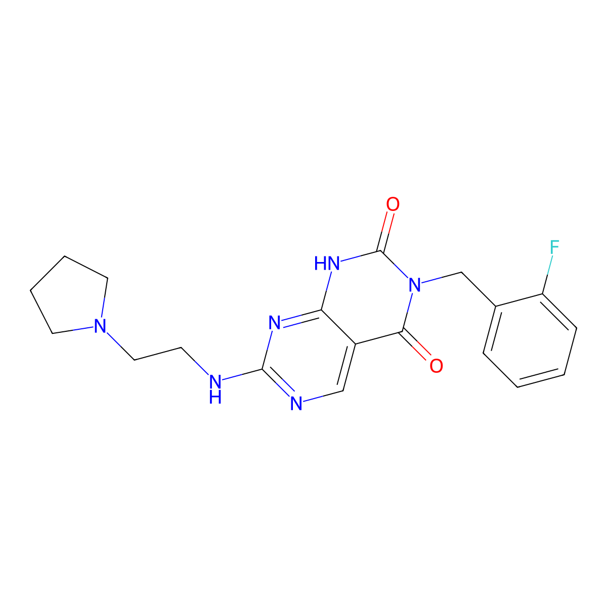 3-(2-fluorobenzyl)-7-[(2-pyrrolidin-1-ylethyl)amino]pyrimido[4,5-d]pyrimidine-2,4(1H,3H)-dione molecular structure, CAS 1421460-09-4