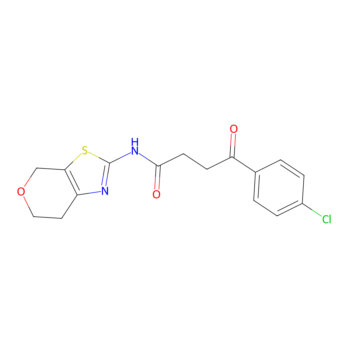 4-(4-chlorophenyl)-N-(6,7-dihydro-4H-pyrano[4,3-d]thiazol-2-yl)-4-oxobutanamide molecular structure, CAS 1421460-17-4