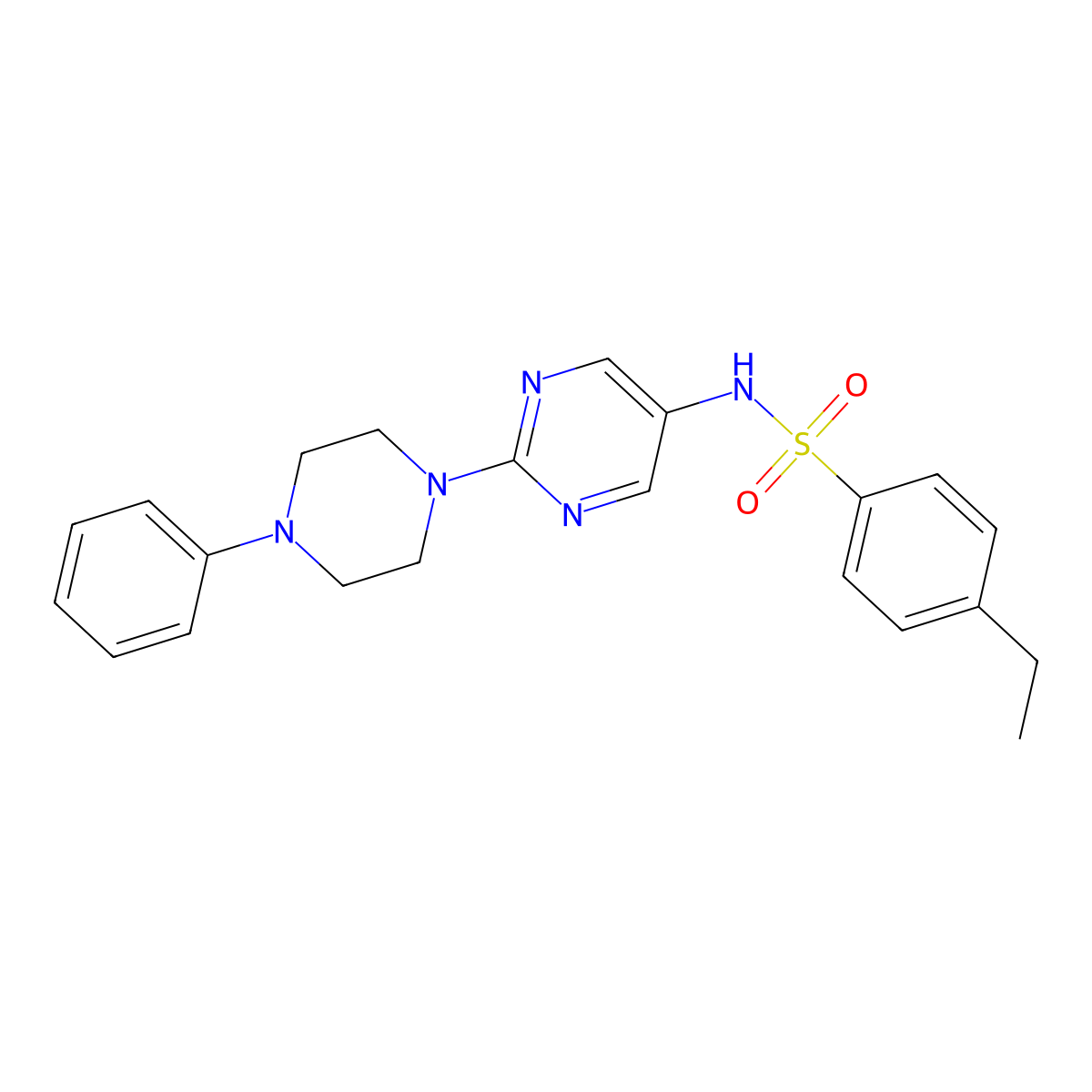 4-ethyl-N-(2-(4-phenylpiperazin-1-yl)pyrimidin-5-yl)benzenesulfonamide molecular structure, CAS 1421461-55-3