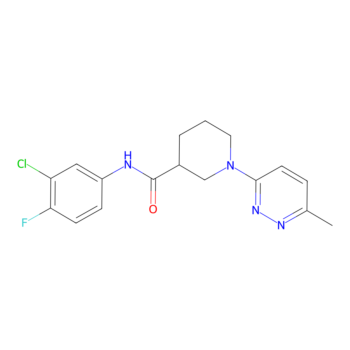 N-(3-chloro-4-fluorophenyl)-1-(6-methylpyridazin-3-yl)piperidine-3-carboxamide molecular structure, CAS 1421461-56-4
