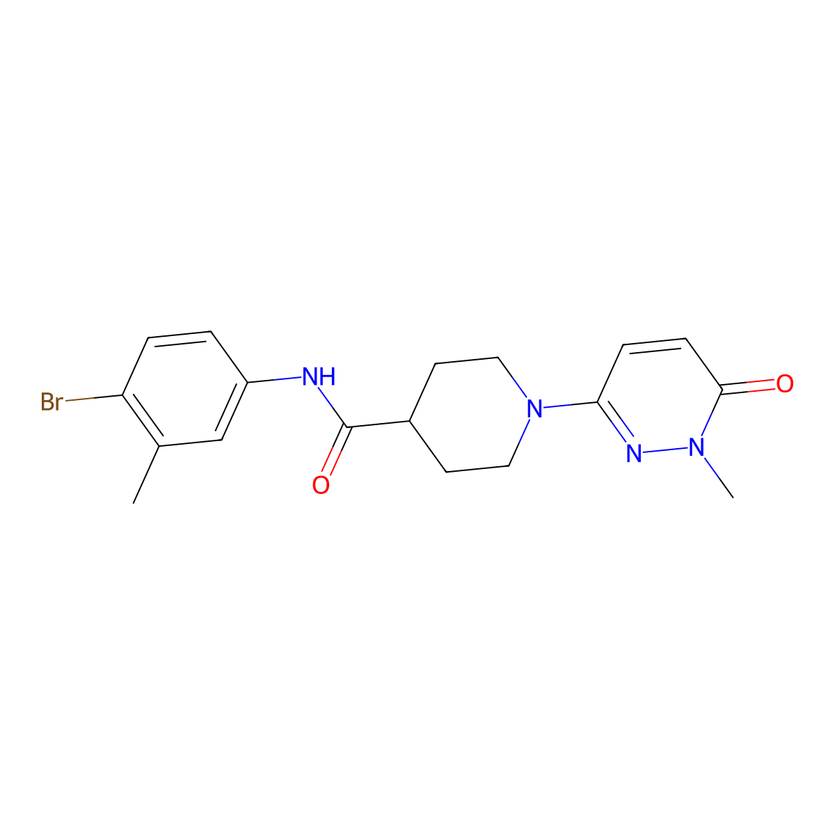 N-(4-bromo-3-methylphenyl)-1-(1-methyl-6-oxo-1,6-dihydropyridazin-3-yl)piperidine-4-carboxamide molecular structure, CAS 1421461-75-7