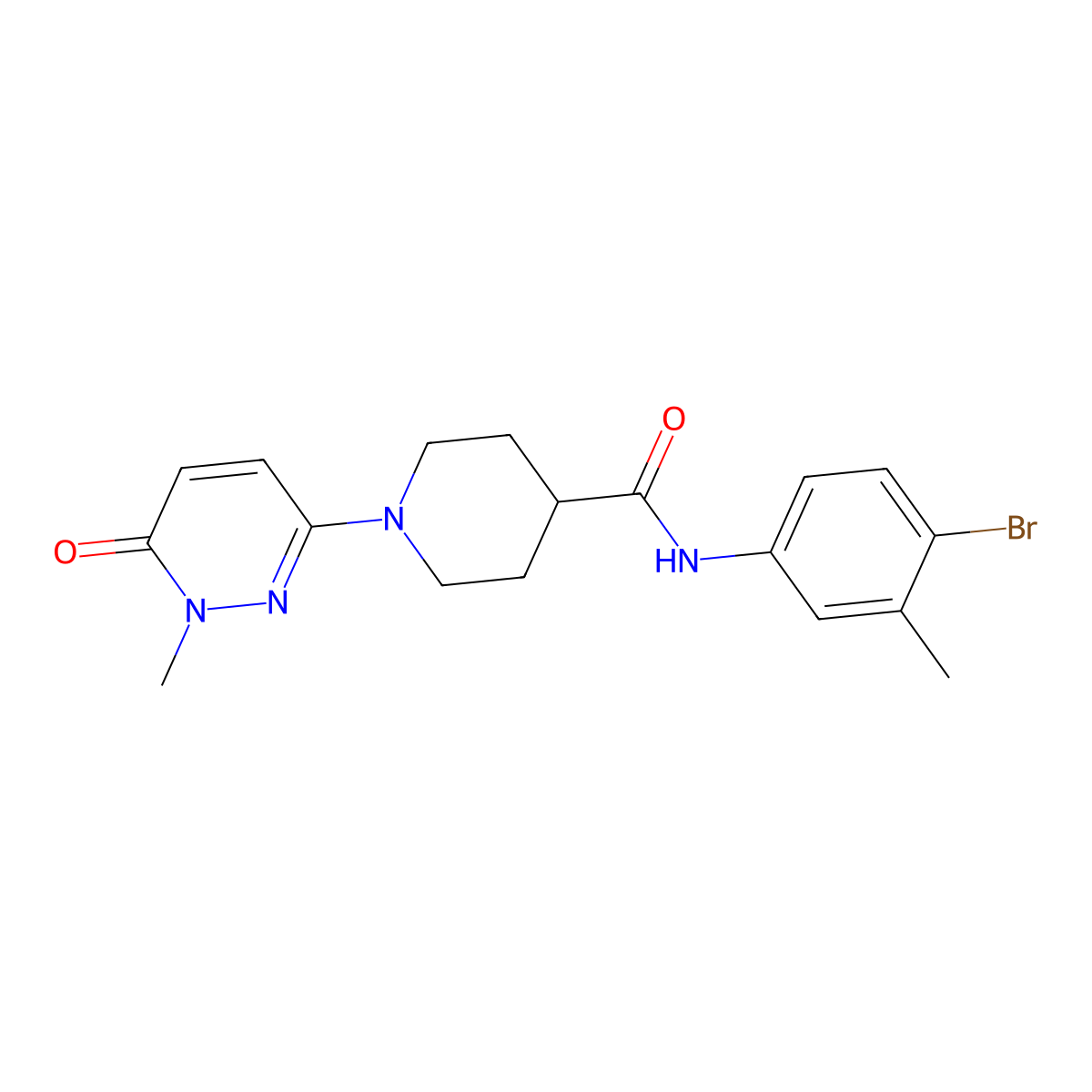 N-(4-bromo-3-methylphenyl)-1-(1-methyl-6-oxo-1,6-dihydropyridazin-3-yl)piperidine-4-carboxamide molecular structure, CAS 1421461-75-7