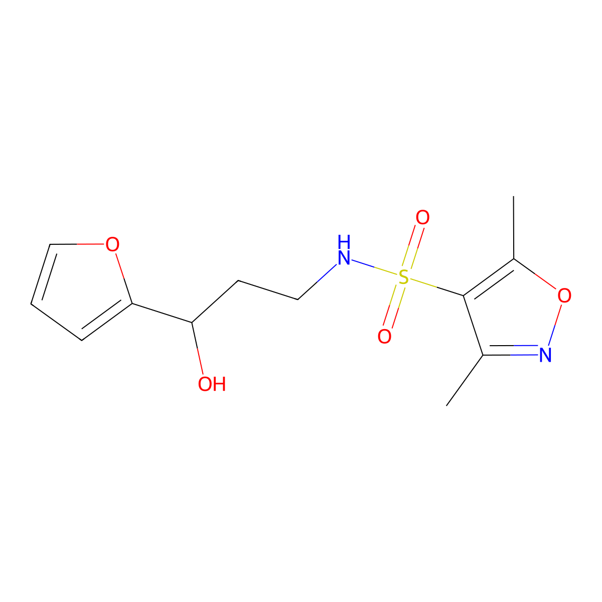 N-[3-(Furan-2-YL)-3-hydroxypropyl]-3,5-dimethyl-1,2-oxazole-4-sulfonamide molecular structure, CAS 1421461-78-0
