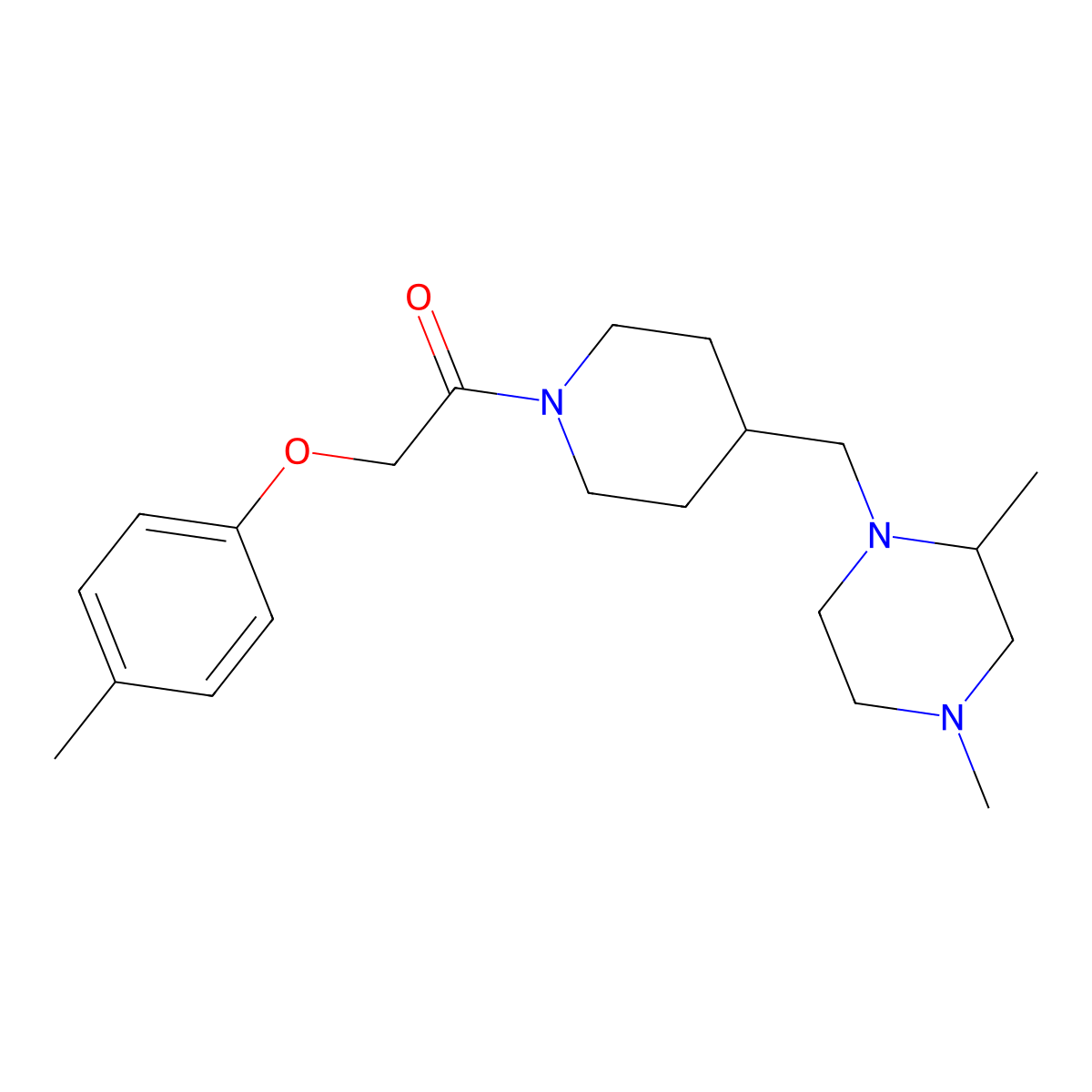 1-(4-((2,4-Dimethylpiperazin-1-yl)methyl)piperidin-1-yl)-2-(p-tolyloxy)ethanone molecular structure, CAS 1421461-79-1