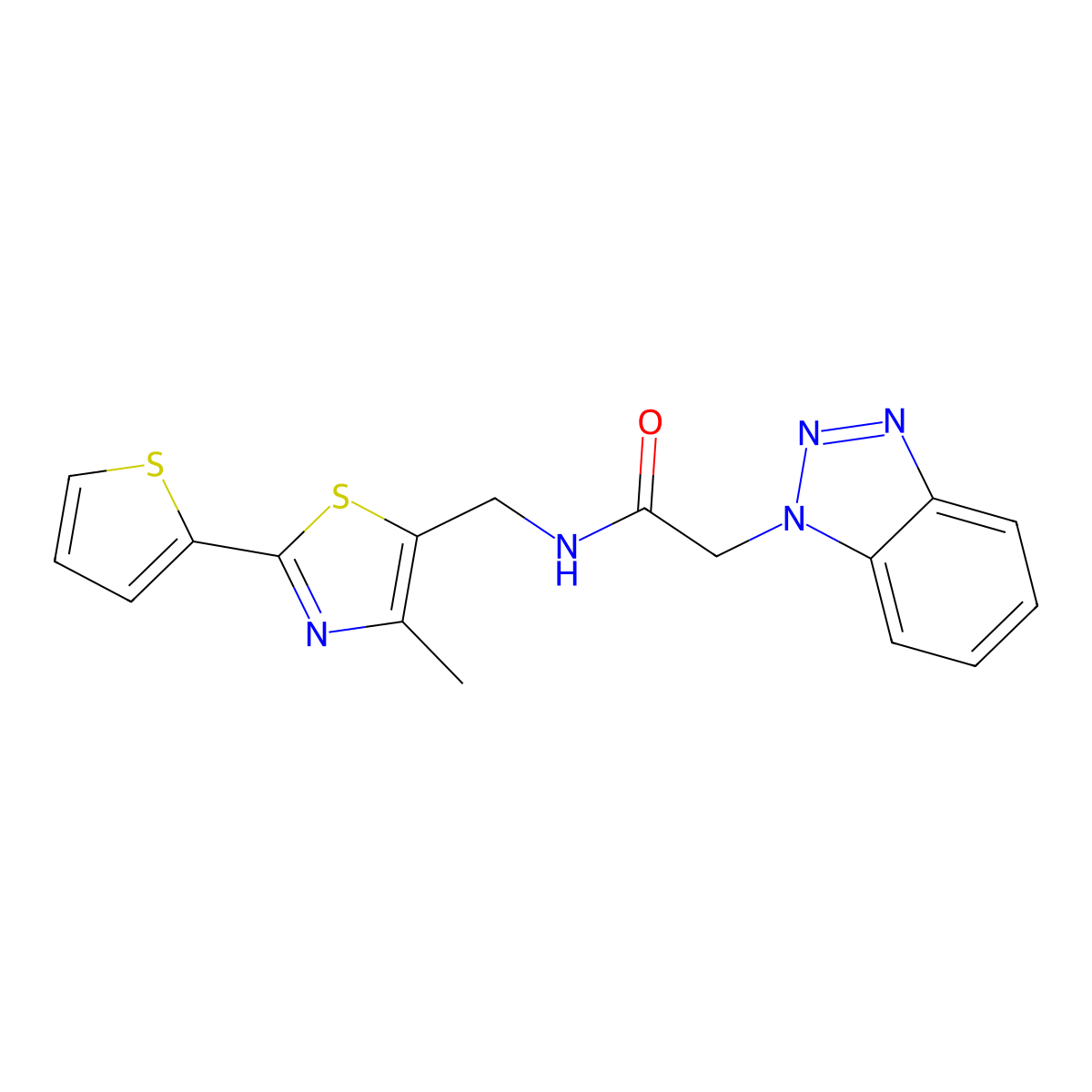 2-(1H-benzo[d][1,2,3]triazol-1-yl)-N-((4-methyl-2-(thiophen-2-yl)thiazol-5-yl)methyl)acetamide molecular structure, CAS 1421461-81-5