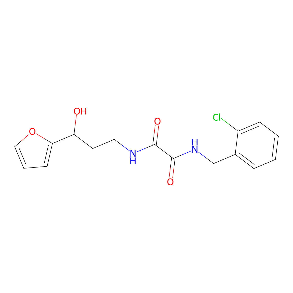N1-(2-chlorobenzyl)-N2-(3-(furan-2-yl)-3-hydroxypropyl)oxalamide molecular structure, CAS 1421461-88-2