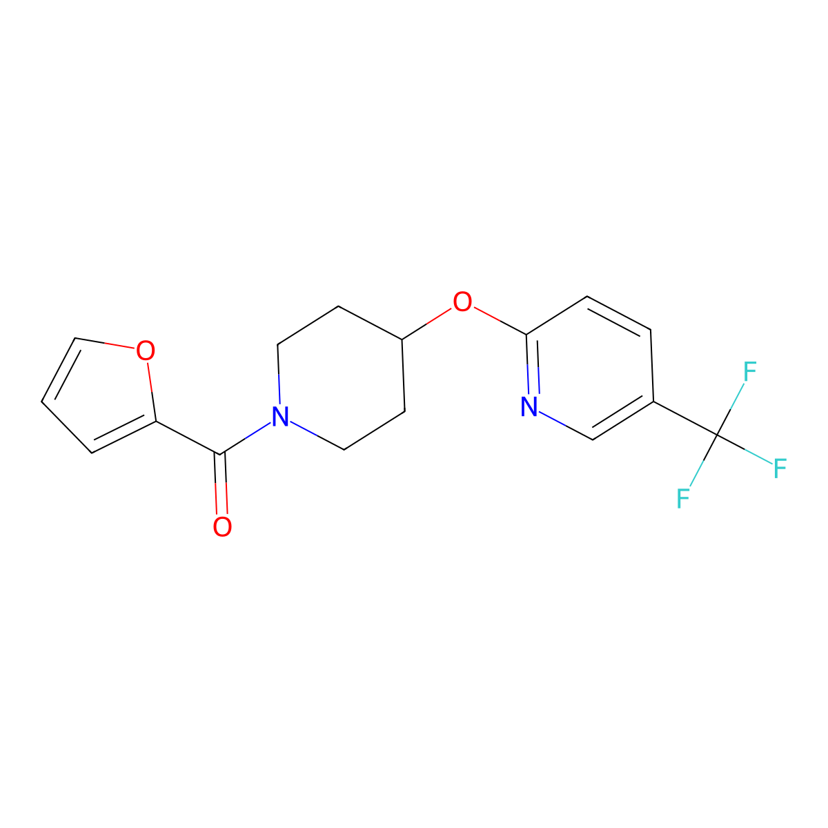 Furan-2-yl(4-((5-(trifluoromethyl)pyridin-2-yl)oxy)piperidin-1-yl)methanone molecular structure, CAS 1421461-93-9