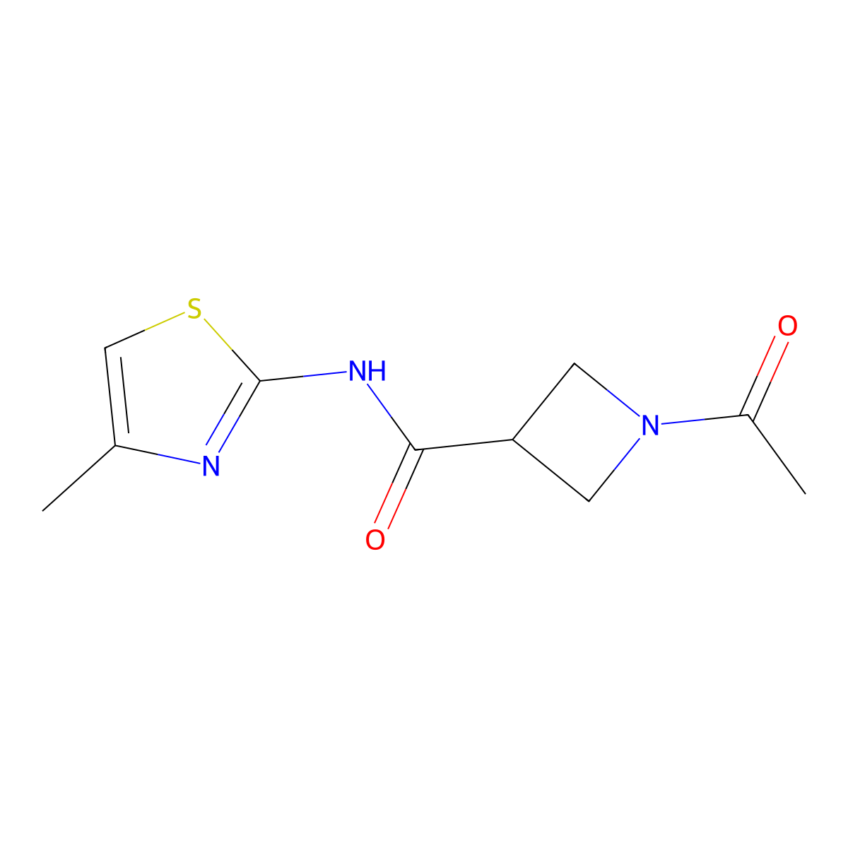 1-acetyl-N-(4-methylthiazol-2-yl)azetidine-3-carboxamide molecular structure, CAS 1421461-94-0