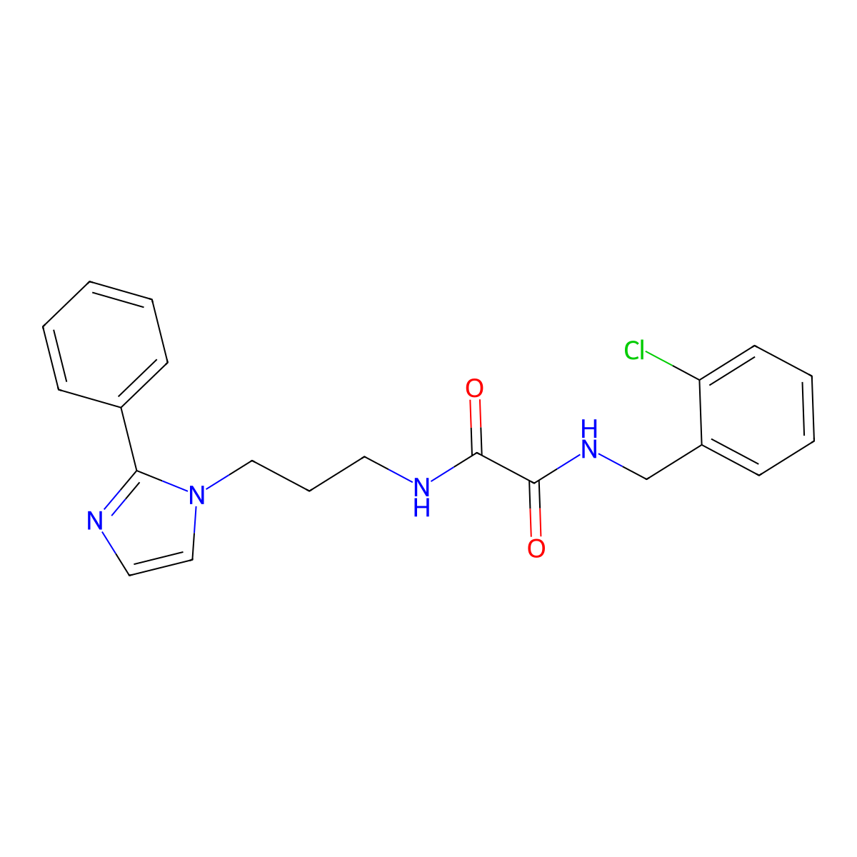 N1-(2-chlorobenzyl)-N2-(3-(2-phenyl-1H-imidazol-1-yl)propyl)oxalamide molecular structure, CAS 1421461-97-3