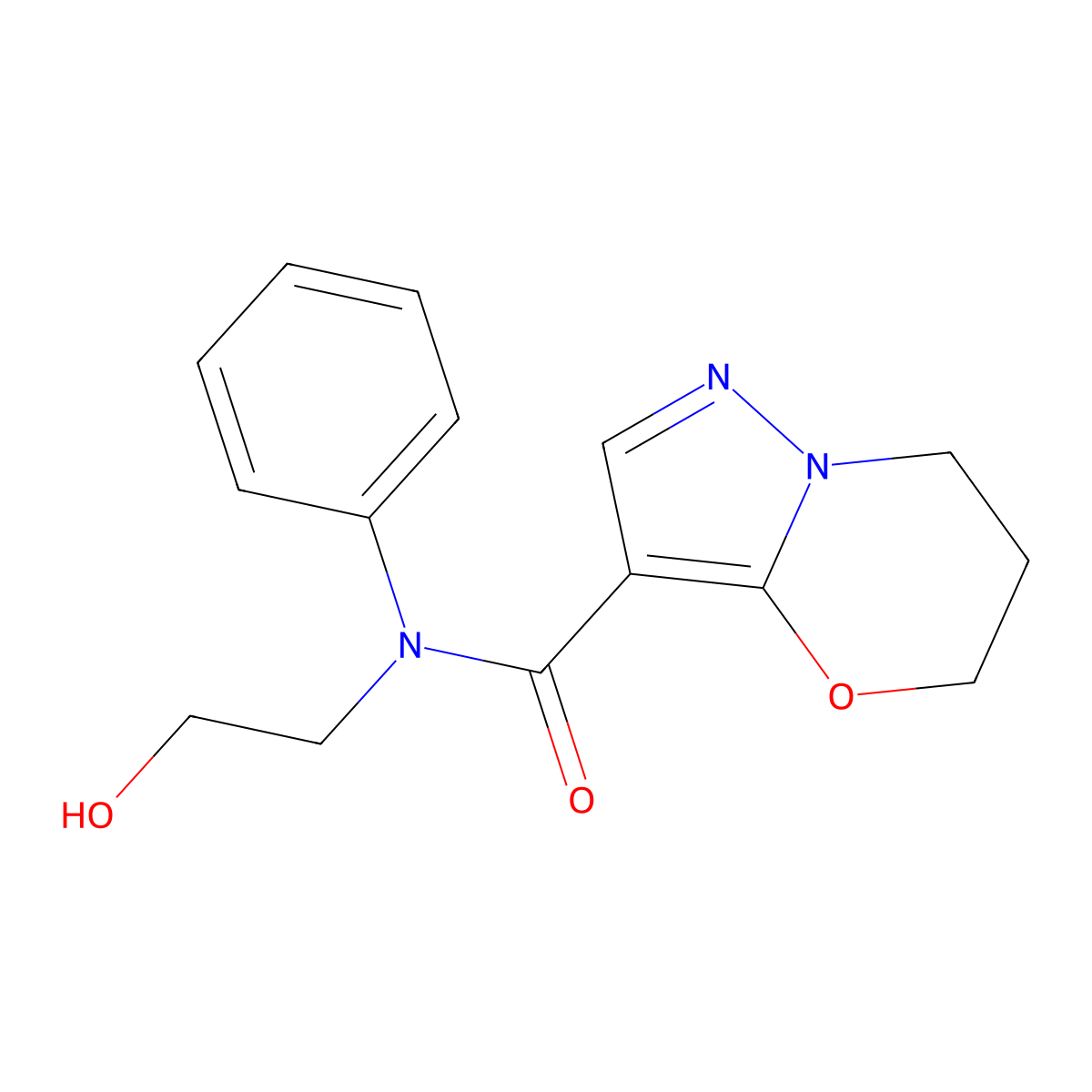 N-(2-hydroxyethyl)-N-phenyl-6,7-dihydro-5H-pyrazolo[5,1-b][1,3]oxazine-3-carboxamide molecular structure, CAS 1421462-05-6
