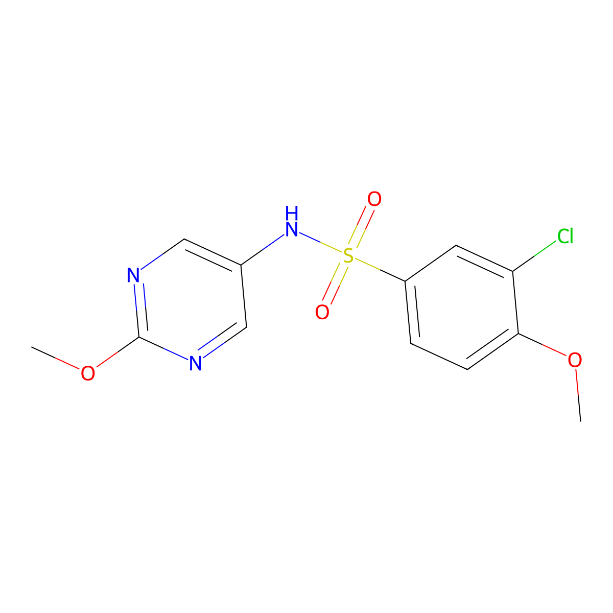 3-chloro-4-methoxy-N-(2-methoxypyrimidin-5-yl)benzenesulfonamide molecular structure, CAS 1421462-08-9