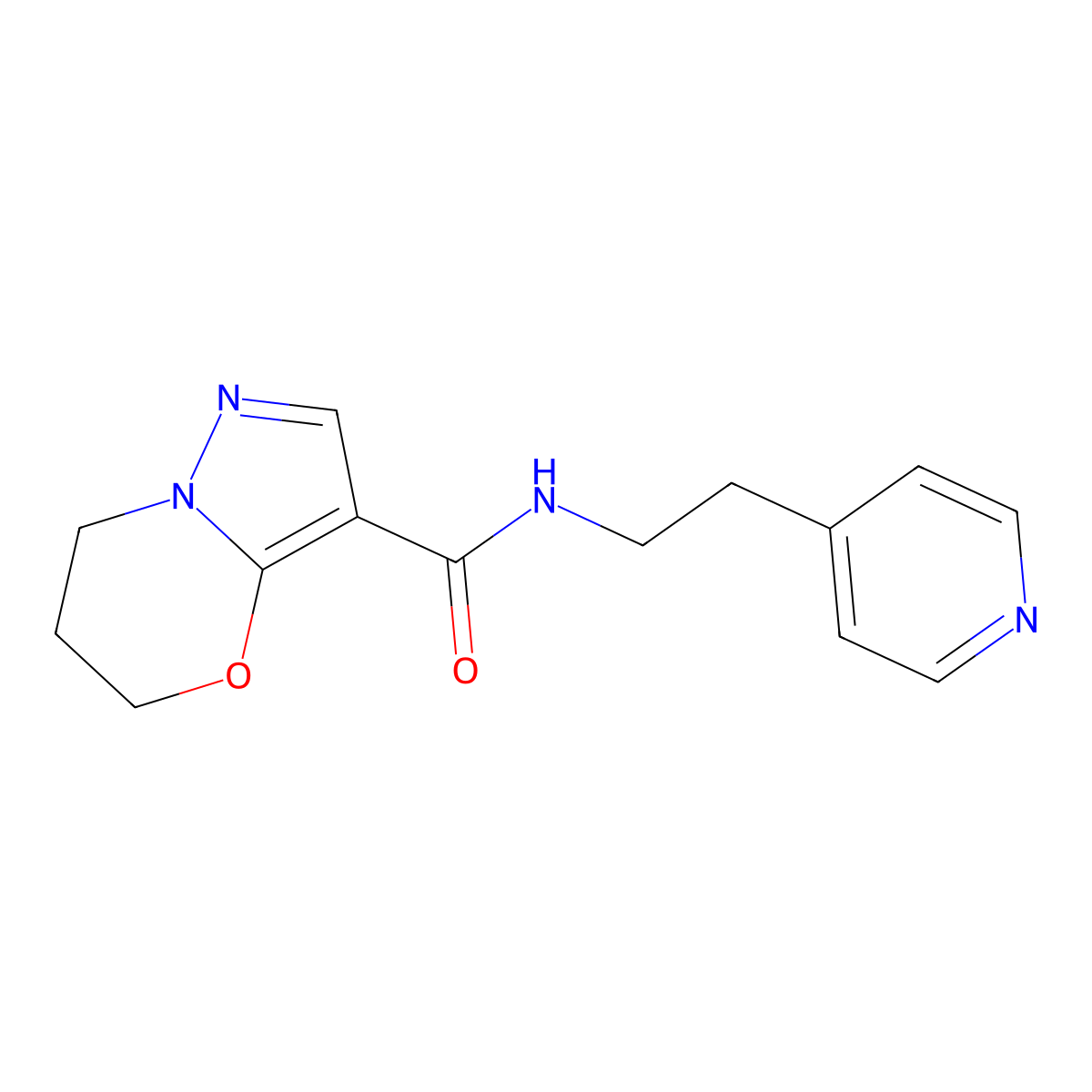 N-(2-(pyridin-4-yl)ethyl)-6,7-dihydro-5H-pyrazolo[5,1-b][1,3]oxazine-3-carboxamide molecular structure, CAS 1421462-11-4