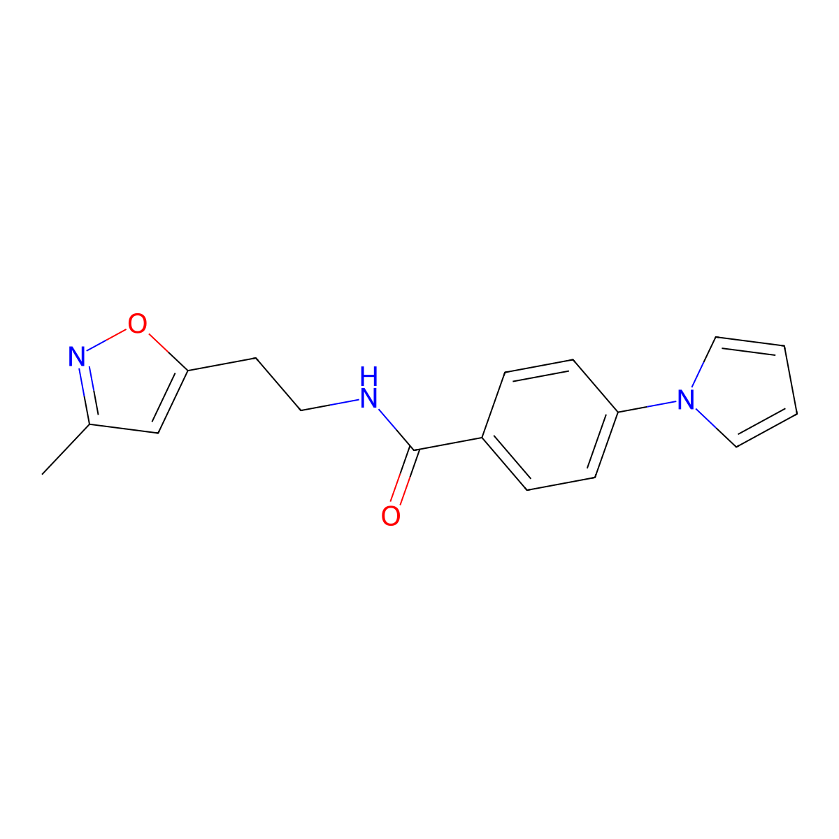 N-(2-(3-methylisoxazol-5-yl)ethyl)-4-(1H-pyrrol-1-yl)benzamide molecular structure, CAS 1421462-16-9