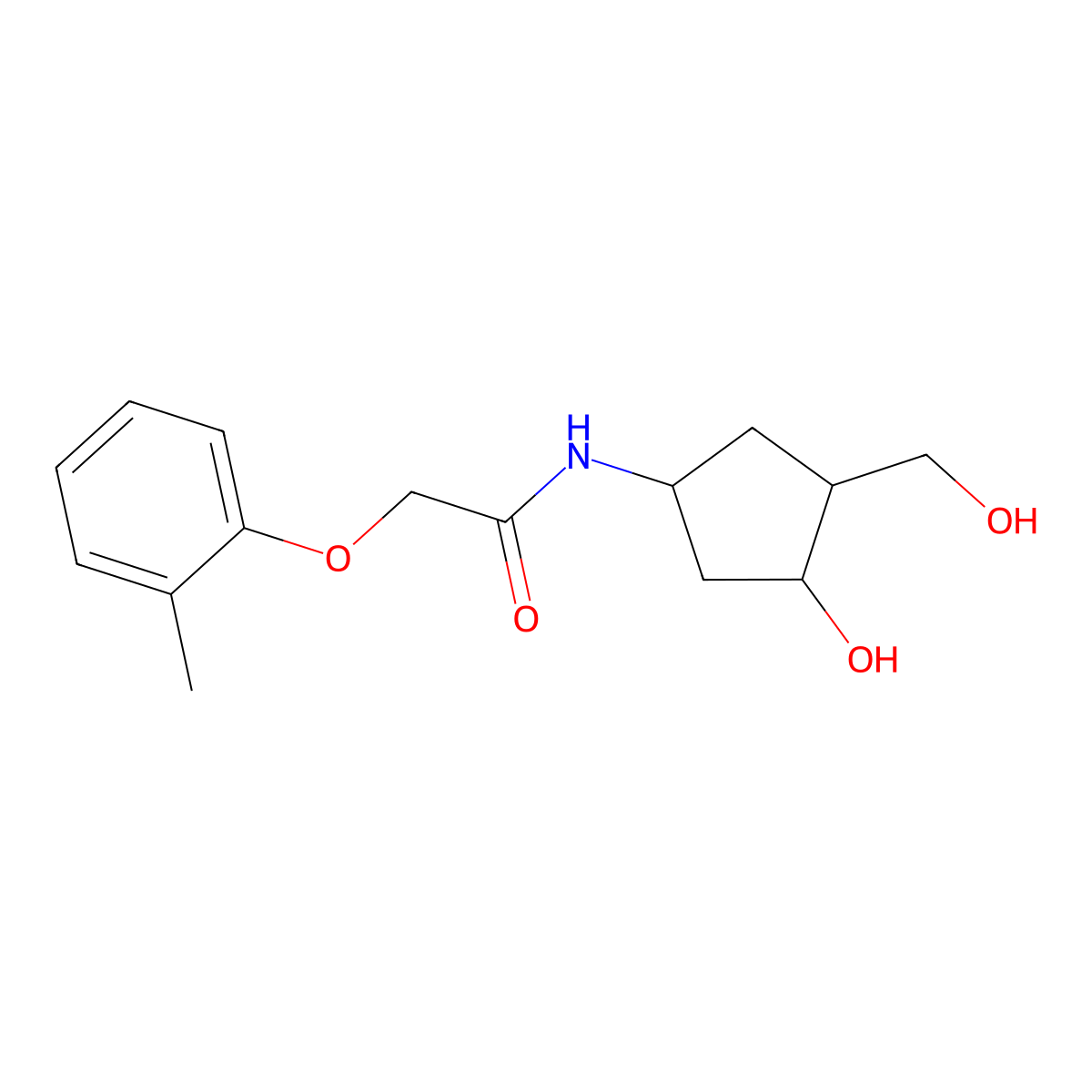 N-(3-hydroxy-4-(hydroxymethyl)cyclopentyl)-2-(o-tolyloxy)acetamide molecular structure, CAS 1421462-17-0
