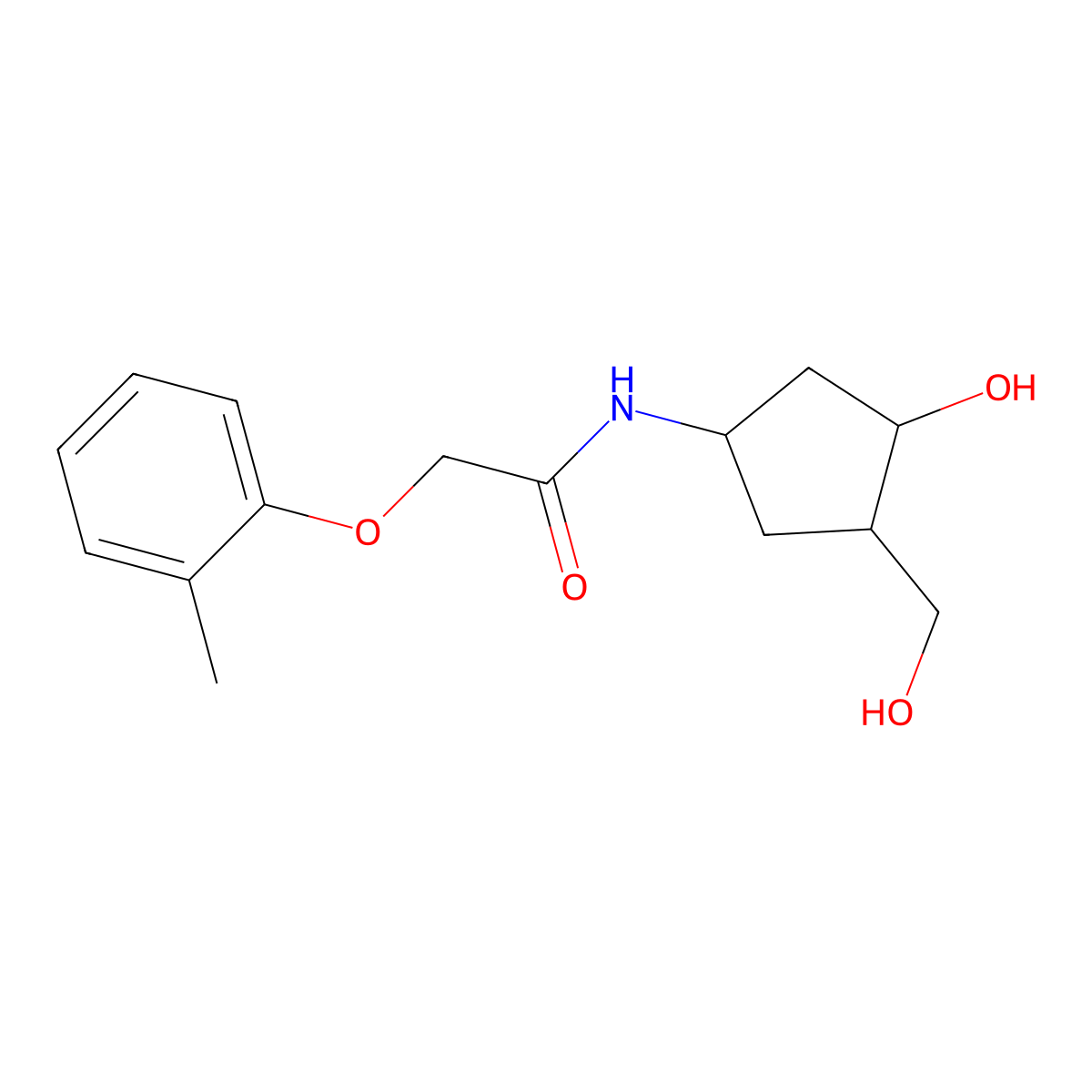 N-(3-hydroxy-4-(hydroxymethyl)cyclopentyl)-2-(o-tolyloxy)acetamide molecular structure, CAS 1421462-17-0