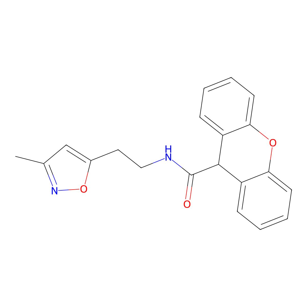N-(2-(3-methylisoxazol-5-yl)ethyl)-9H-xanthene-9-carboxamide molecular structure, CAS 1421462-20-5