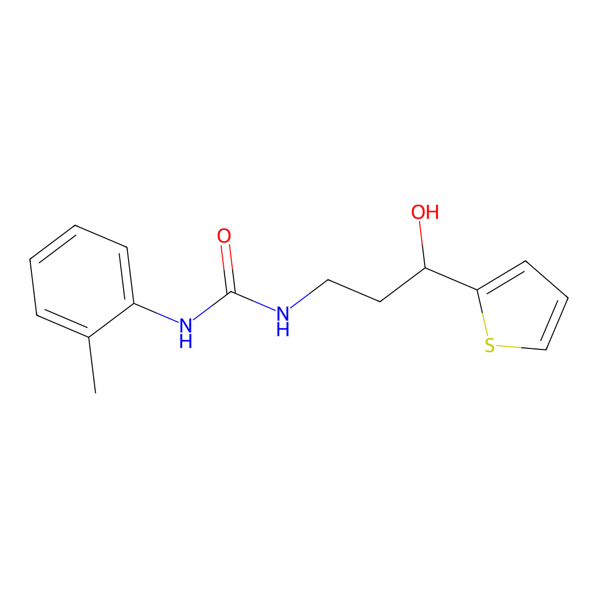 1-(3-Hydroxy-3-(thiophen-2-yl)propyl)-3-(o-tolyl)urea molecular structure, CAS 1421462-23-8