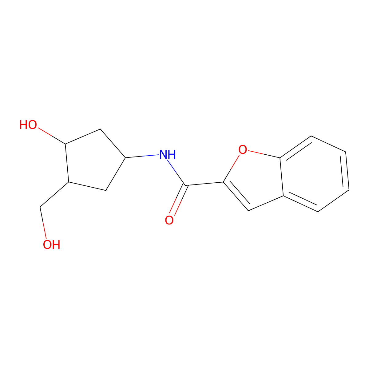 N-[3-Hydroxy-4-(hydroxymethyl)cyclopentyl]-1-benzofuran-2-carboxamide molecular structure, CAS 1421462-25-0