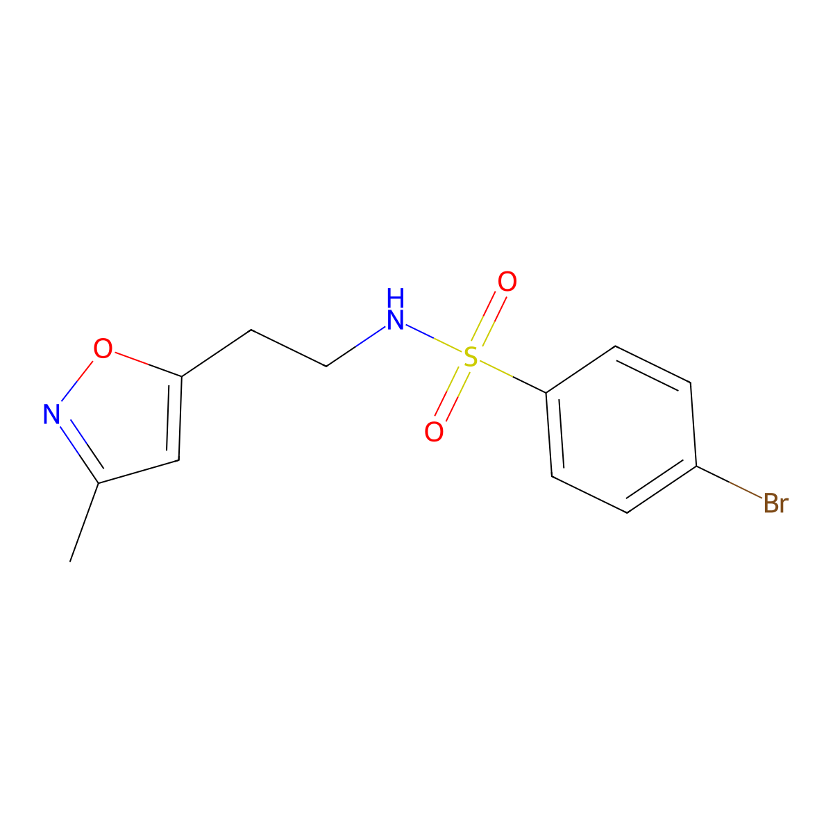 4-bromo-N-(2-(3-methylisoxazol-5-yl)ethyl)benzenesulfonamide molecular structure, CAS 1421462-28-3