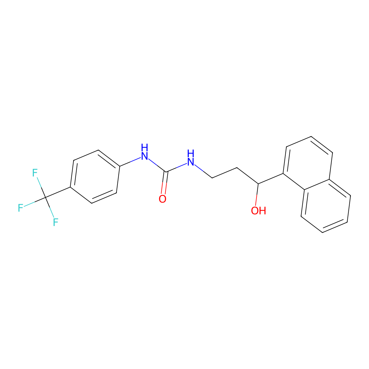1-(3-Hydroxy-3-(naphthalen-1-yl)propyl)-3-(4-(trifluoromethyl)phenyl)urea molecular structure, CAS 1421462-30-7