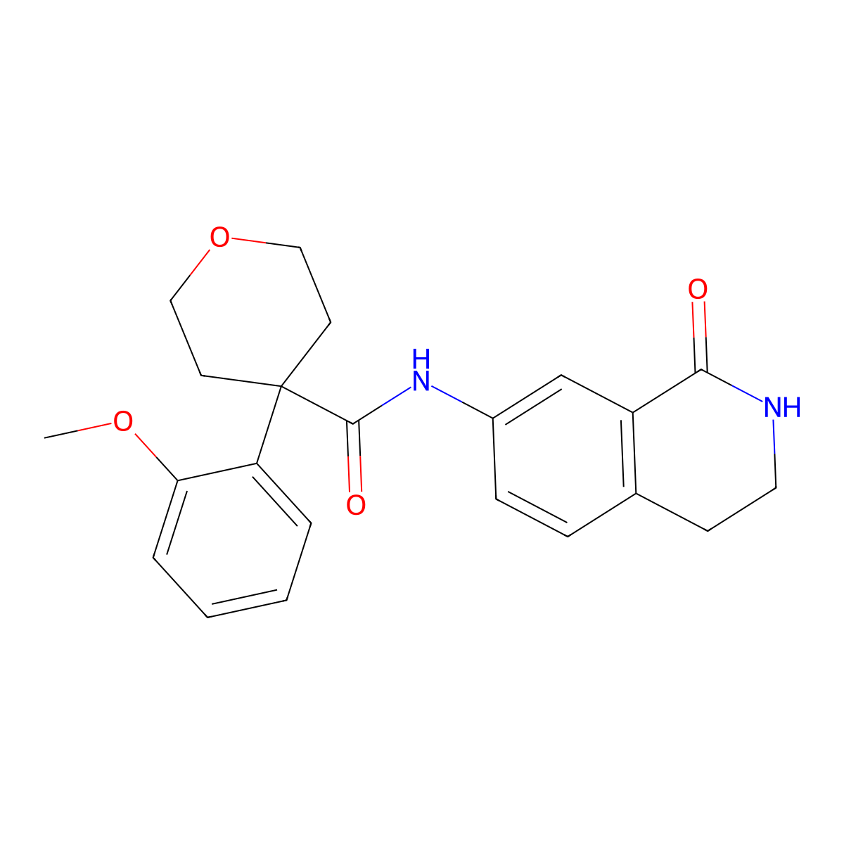 4-(2-methoxyphenyl)-N-(1-oxo-1,2,3,4-tetrahydroisoquinolin-7-yl)tetrahydro-2H-pyran-4-carboxamide molecular structure, CAS 1421462-38-5