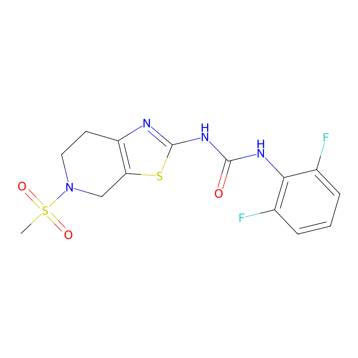 1-(2,6-Difluorophenyl)-3-(5-(methylsulfonyl)-4,5,6,7-tetrahydrothiazolo[5,4-c]pyridin-2-yl)urea molecular structure, CAS 1421462-45-4