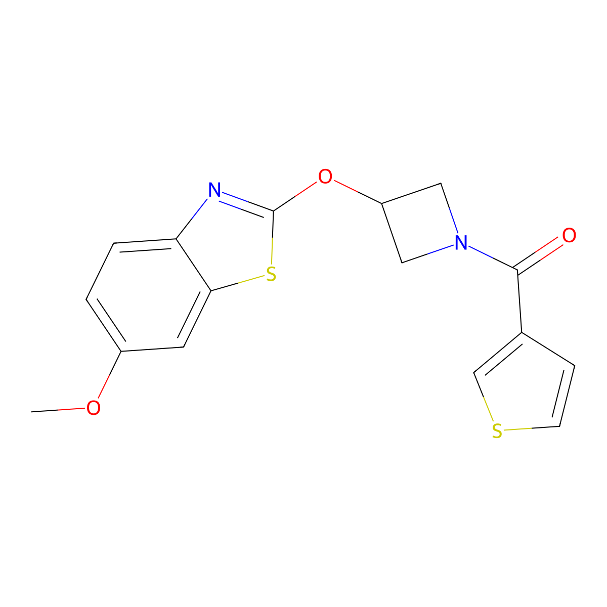 (3-((6-Methoxybenzo[d]thiazol-2-yl)oxy)azetidin-1-yl)(thiophen-3-yl)methanone molecular structure, CAS 1421462-47-6